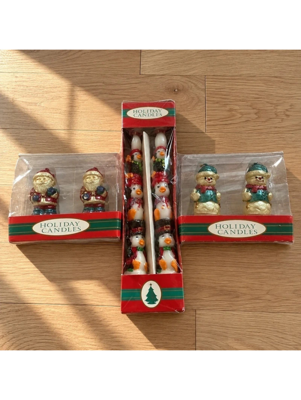 Vintage Christmas Figural Candles Lot of 6 Santa Snowman Penguin NOS